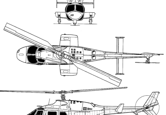 Вертолет Bell 222 - чертежи, габариты, рисунки