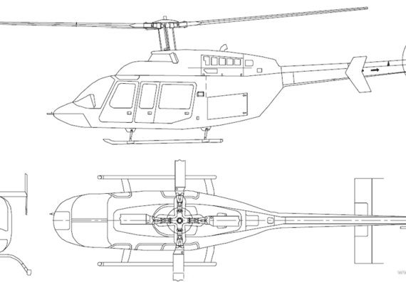 Вертолет Bell 407 TS - чертежи, габариты, рисунки