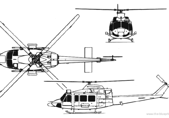 Вертолет Bell 412 - чертежи, габариты, рисунки