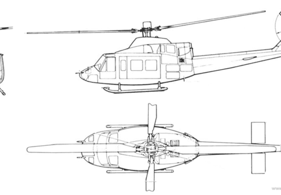 Вертолет Bell 412 TS - чертежи, габариты, рисунки