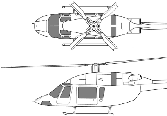 Вертолет Bell 427 VFR - чертежи, габариты, рисунки
