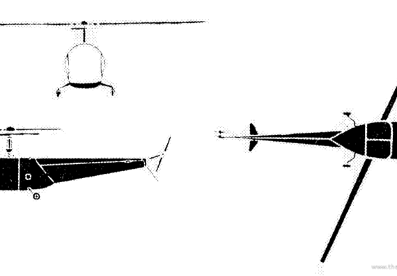 Вертолет Bell 47D - чертежи, габариты, рисунки