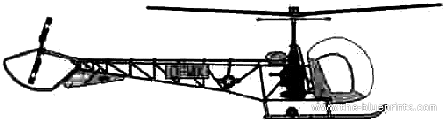 Bell 47D Sioux helicopter - drawings, dimensions, figures