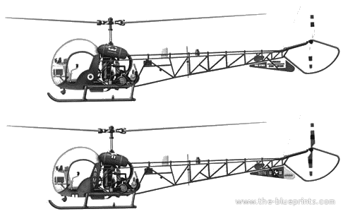Bell 47 AH-1 helicopter - drawings, dimensions, figures