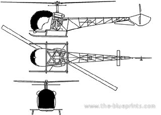 Bell 47 OH-1 Sioux helicopter - drawings, dimensions, figures