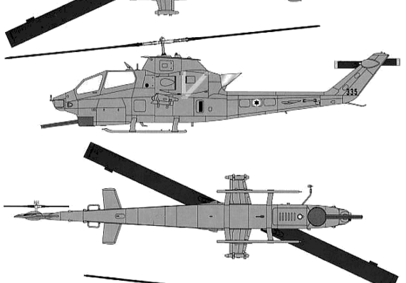 Bell AH-1F Cobra helicopter - drawings, dimensions, figures