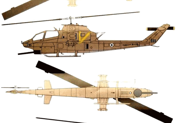 Bell AH-1F Cobra helicopter (Bell 209) - drawings, dimensions, figures