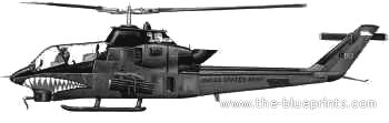 Вертолет Bell AH-1G Huey-Cobra - чертежи, габариты, рисунки