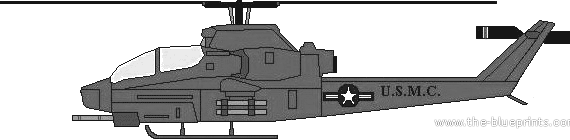 Вертолет Bell AH-1H Cobra - чертежи, габариты, рисунки