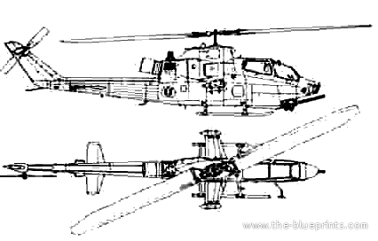 Вертолет Bell AH-1T Gold Cobra - чертежи, габариты, рисунки