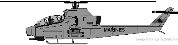 Вертолет Bell AH-1W Super Cobra - чертежи, габариты, рисунки