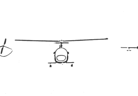 Вертолет Bell H-13 Sioux - чертежи, габариты, рисунки