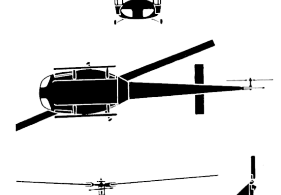 Вертолет Bell HU-1a Iroquois - чертежи, габариты, рисунки