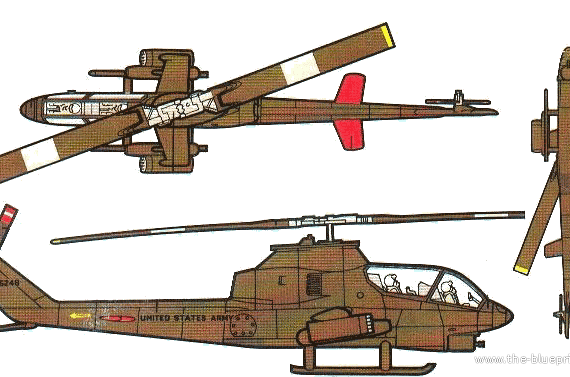 Bell Huey-Cobra AH-1G helicopter - drawings, dimensions, figures