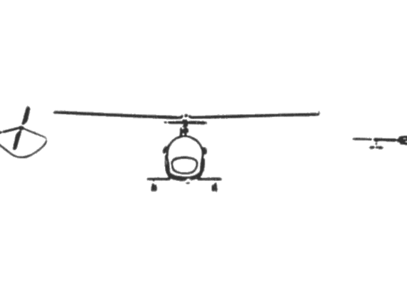Вертолет Bell Model 47d - чертежи, габариты, рисунки
