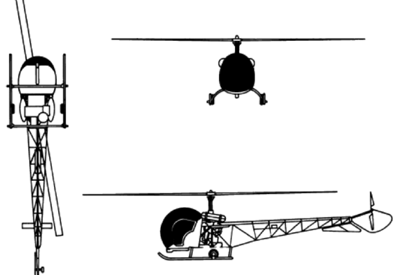 Вертолет Bell OH-13 Sioux - чертежи, габариты, рисунки