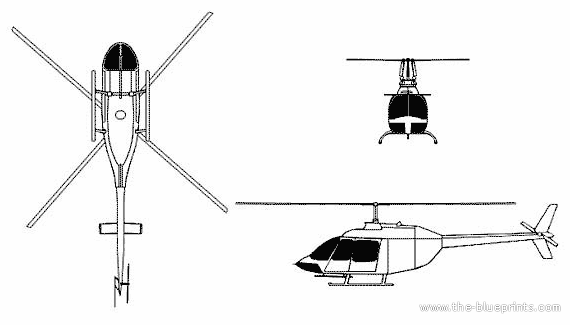 Вертолет Bell OH-58D Kiowa - чертежи, габариты, рисунки