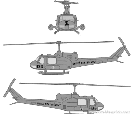 Bell UH-1B Huey Bell-204 helicopter - drawings, dimensions, figures