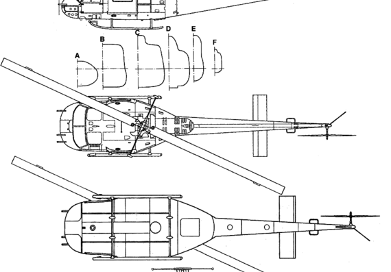 Вертолет Bell UH-1B Iroquois - чертежи, габариты, рисунки