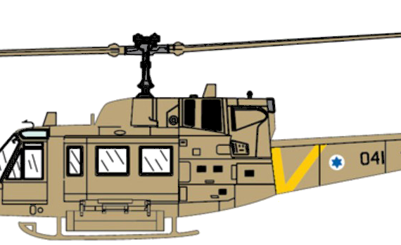 Вертолет Bell UH-1N Anafa - чертежи, габариты, рисунки