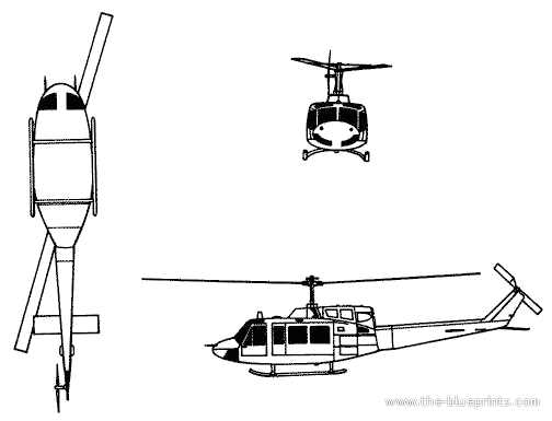 Bell UH-1N Model 212 helicopter - drawings, dimensions, figures