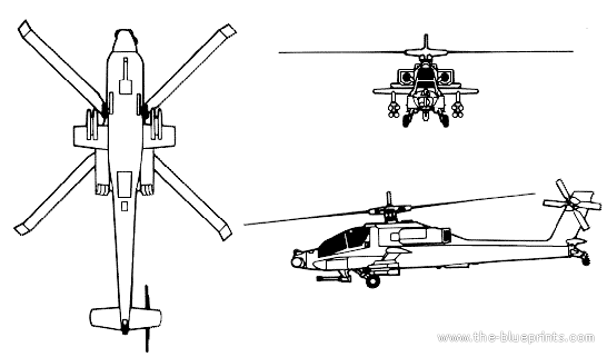 Вертолет Boeing-McDonnel-Douglas AH-64 Apache - чертежи, габариты, рисунки