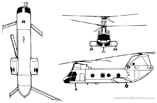 Вертолет Boeing-Vertol CH-46 Sea Knight - чертежи, габариты, рисунки