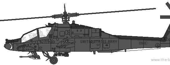 Вертолет Boeing AH-64A Apache - чертежи, габариты, рисунки