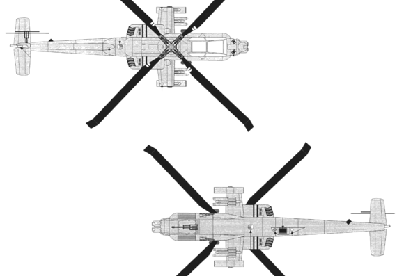Вертолет Boeing AH-64D Apache - чертежи, габариты, рисунки