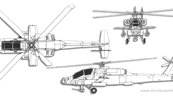 Вертолет Boeing AH-64 Apache - чертежи, габариты, рисунки