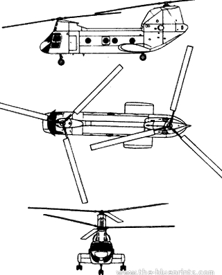 Вертолет Boeing CH-46D Seaknight - чертежи, габариты, рисунки