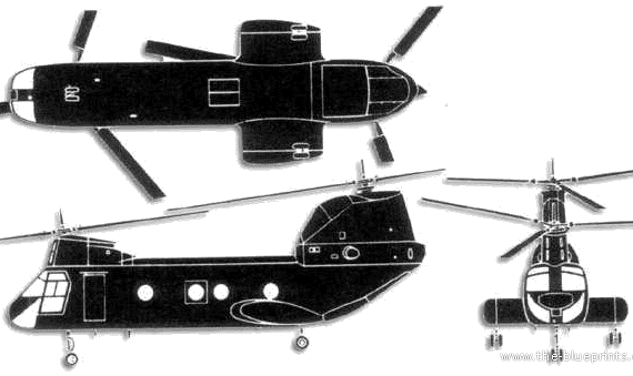 Вертолет Boeing CH-46 Sea Knight - чертежи, габариты, рисунки