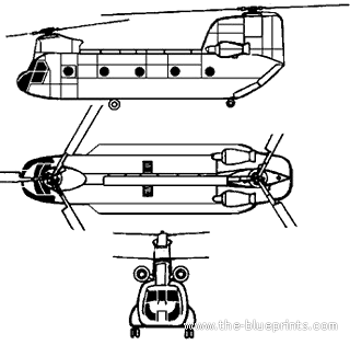 Вертолет Boeing CH-47A Chinook - чертежи, габариты, рисунки