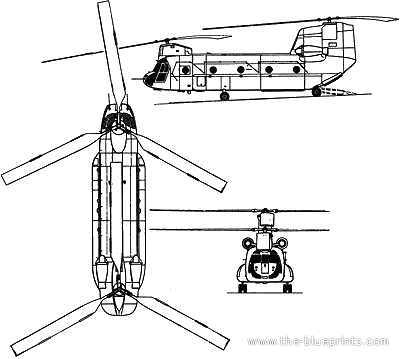 Вертолет Boeing CH-47 Chinook HC 2 - чертежи, габариты, рисунки
