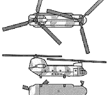 Вертолет Boeing Vertol CH-47J Chinook - чертежи, габариты, рисунки