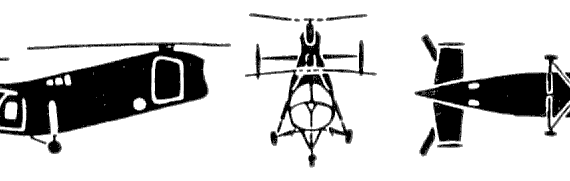 Вертолет Boeing Vertol H-21 Shawnee - чертежи, габариты, рисунки