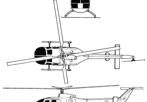 Вертолет Bolkow Bo 105 - чертежи, габариты, рисунки