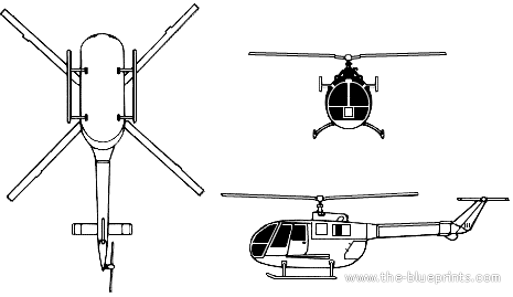 Bolkow MBB Bo 105 helicopter - drawings, dimensions, figures