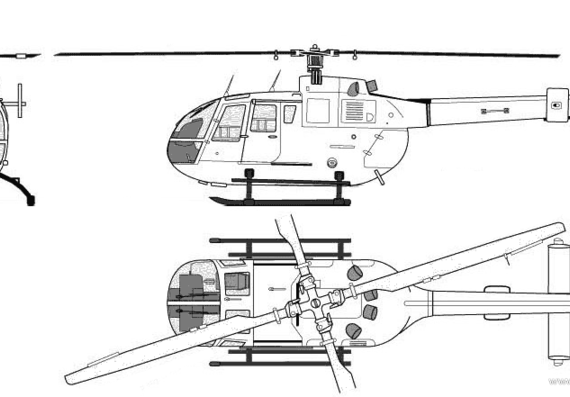 Вертолет Bolkow MBB Bo 105 CBS - чертежи, габариты, рисунки