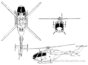 Вертолет Bolkow MBB Bo 108 - чертежи, габариты, рисунки