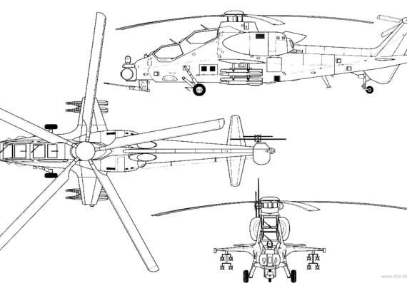Вертолет CAIC WZ-10 Pi Li Huo - чертежи, габариты, рисунки