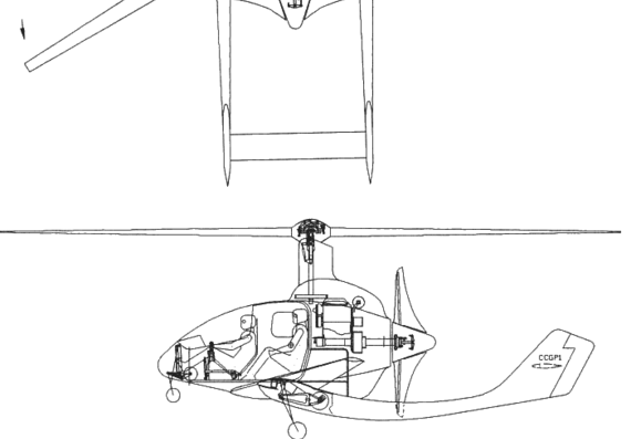 Cartercopter helicopter - drawings, dimensions, figures