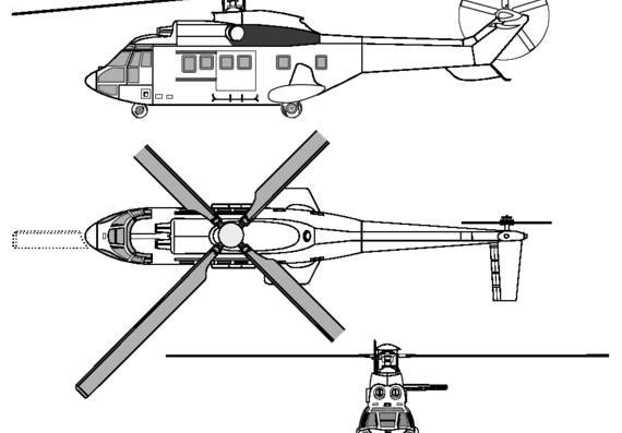 Вертолет Eurocopter AS332 L1 - чертежи, габариты, рисунки