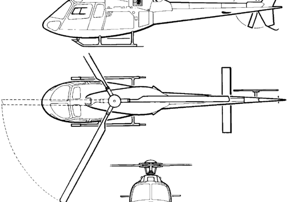 Вертолет Eurocopter AS355 N - чертежи, габариты, рисунки