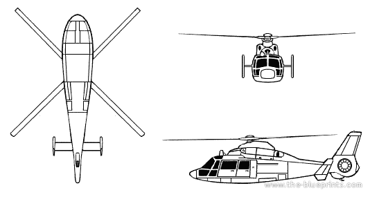 Вертолет Eurocopter AS365 Dauphin - чертежи, габариты, рисунки