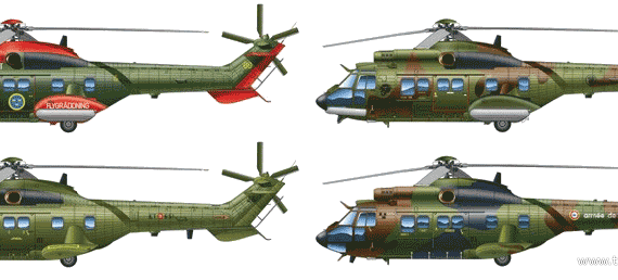 Вертолет Eurocopter AS.532 Cougar - чертежи, габариты, рисунки