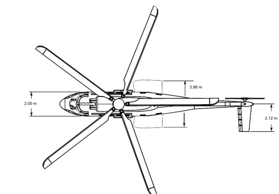 Вертолет Eurocopter EC-725 - чертежи, габариты, рисунки