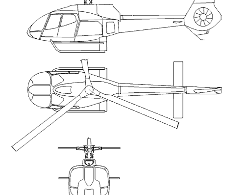 Вертолет Eurocopter EC130 F - чертежи, габариты, рисунки