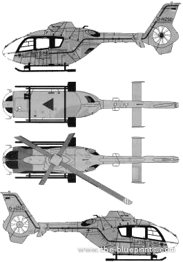 Eurocopter EC135 Luftrettung helicopter - drawings, dimensions, figures