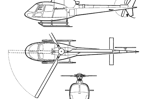 Вертолет Eurocopter EC350 B2 - чертежи, габариты, рисунки